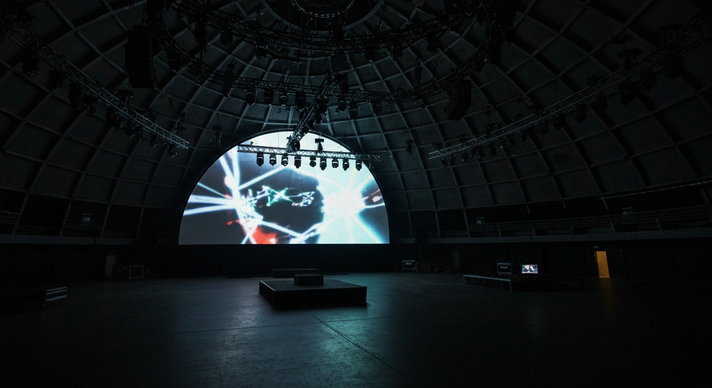 Projection dome with a live band inside