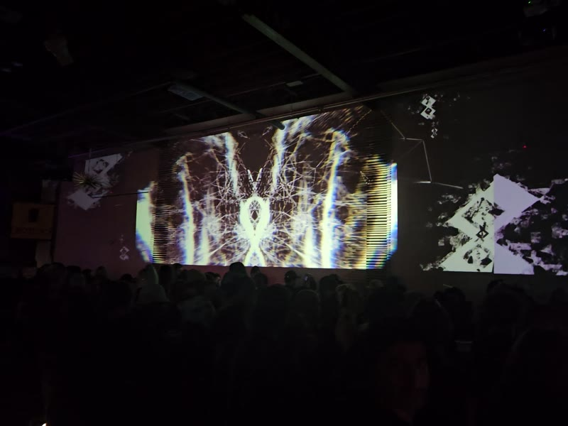 Projection mapping at Checkerspot Brewery during Headnod Afterparty