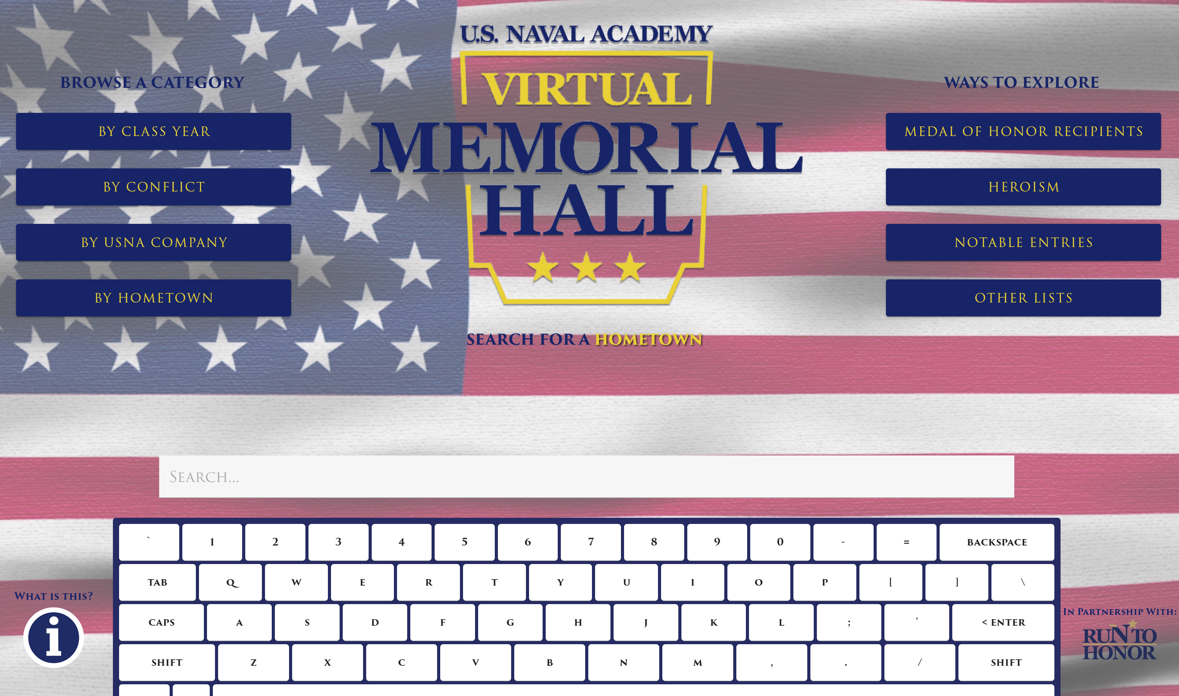 Virtual Memorial Hall interface