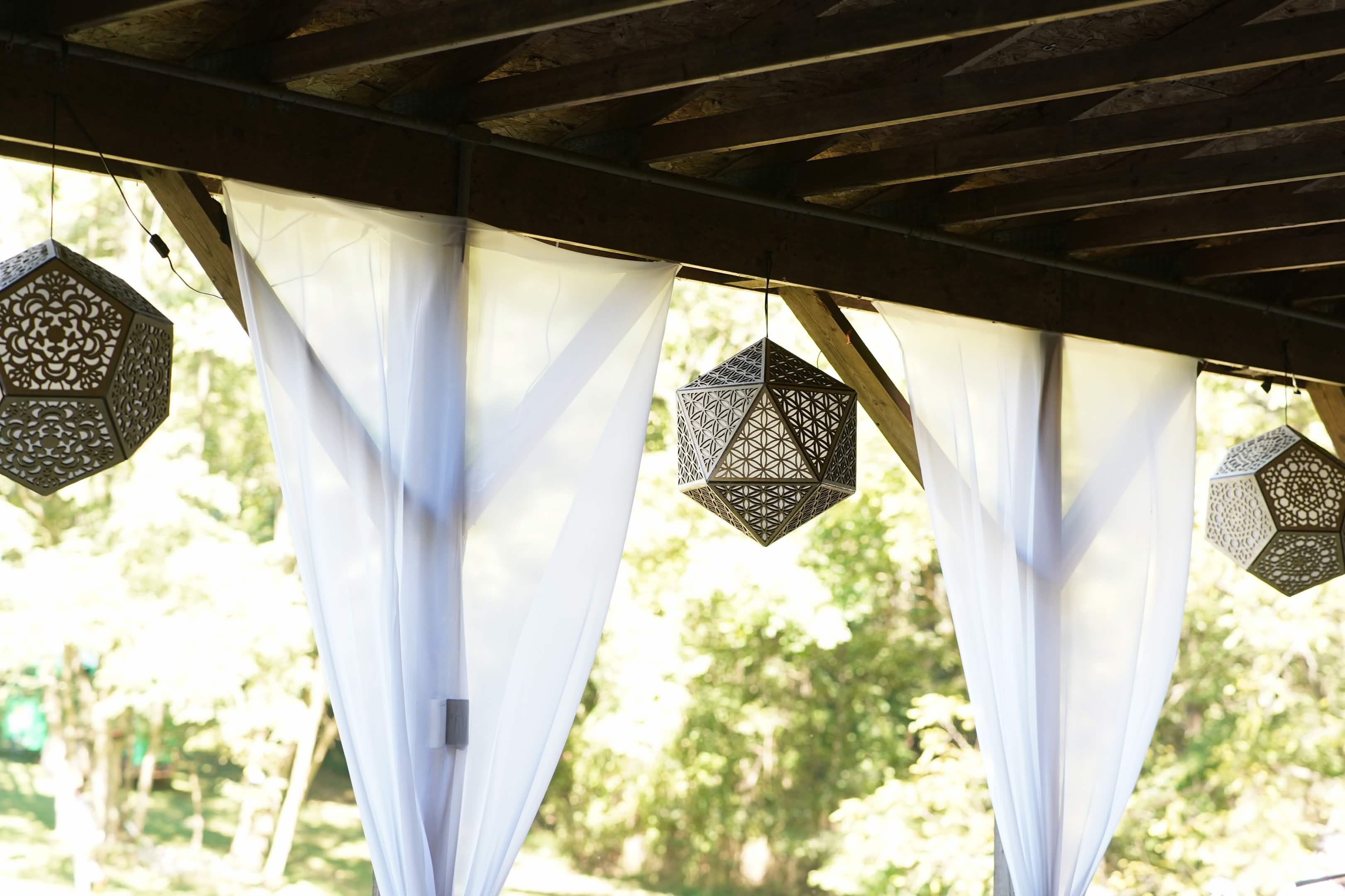 Hanging sacred geometry lanterns - icosahedron and dodecahedron